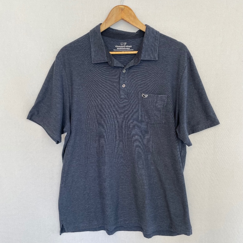 VINEYARD VINES Men’s XL Blue White Pin Stripe Edgartown Polo